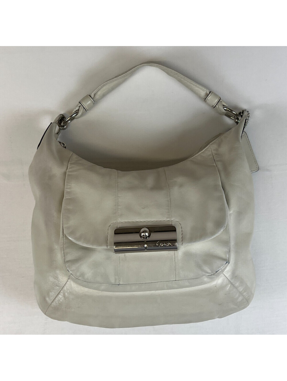Coach Purse White Kristin Leather East West Tote Hobo Shoulder Bag